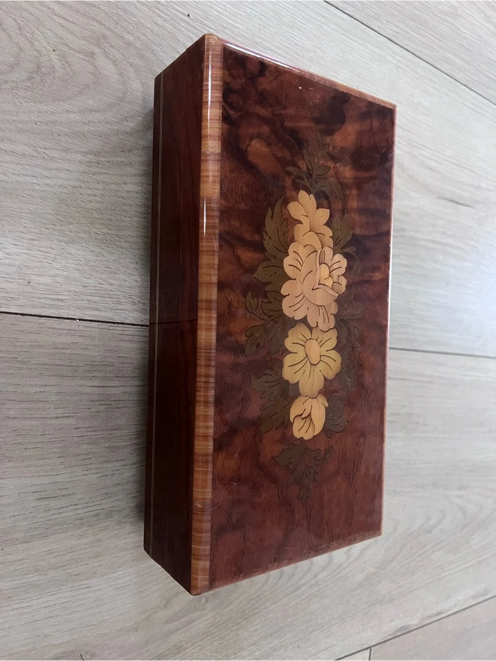 Vintage Original Deichert Musical Jewelry Box – Wooden Wind-Up Music Box